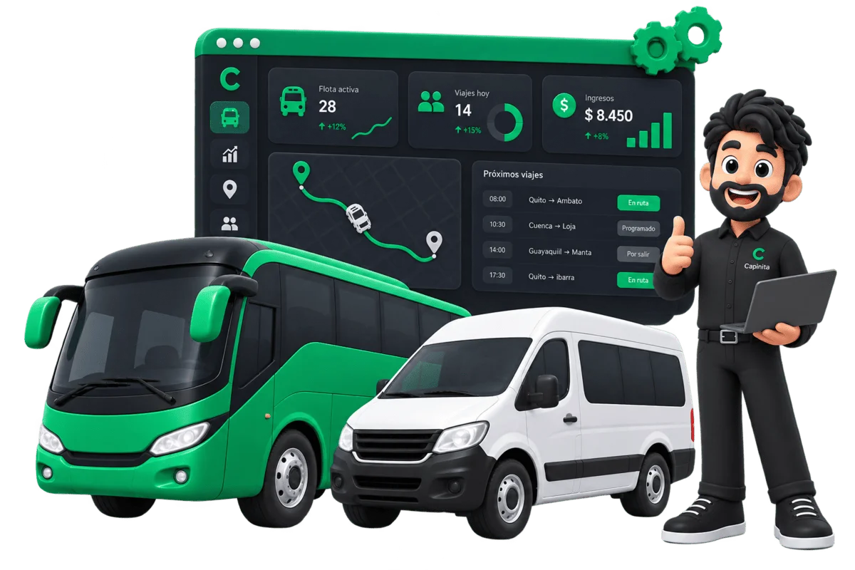 Software de gestión para compañías de transporte en Ecuador, con facturación SRI, control de flota y boletería electrónica Software de gestión para compañías de transporte en Ecuador, con facturación SRI, control de flota y boletería electrónica